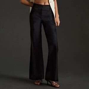 Anthropologie Maeve The Naomi Wide-leg Flare Pants In Black 12